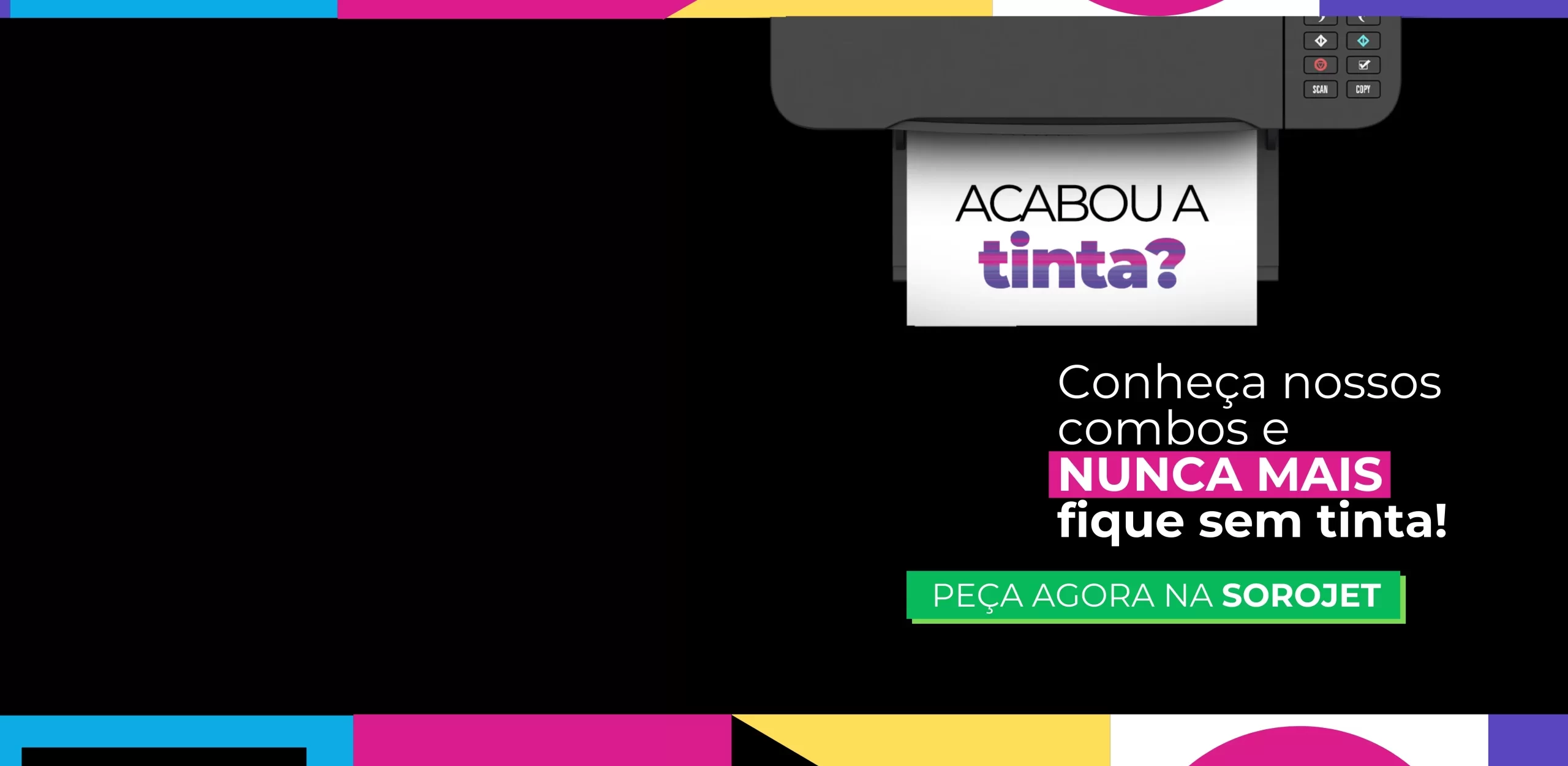 Banner promocional da Sorojet sobre combos de tinta.